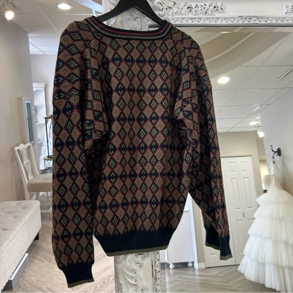 80's Vintage Atlantic Traders Diamond Pattern Acrylic Knit Sweater Sweater - Picture 4 of 5